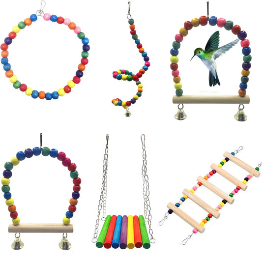 Bird Parrot Toy Color Swing Ladder Climbing Ladder Standing Pole Bird Cage Parrot Hanging Hammock Pet