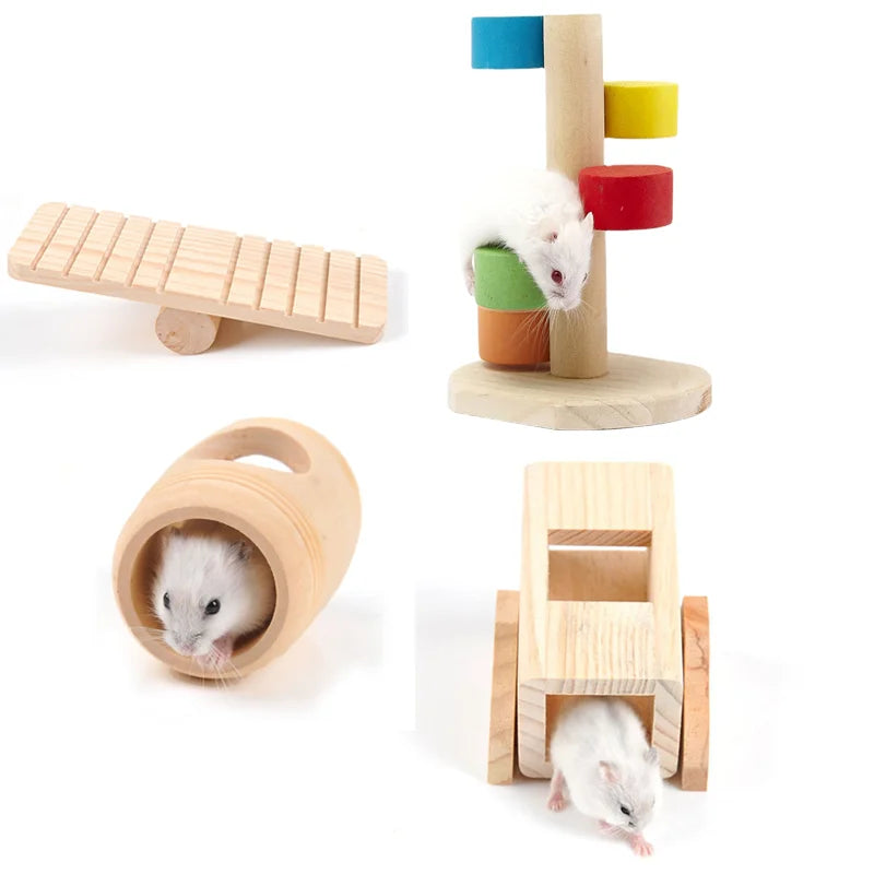 Hamster Pine Toys, Small Wooden Ladder, Little Keg, Colorful Ladder Small Pet Accessories