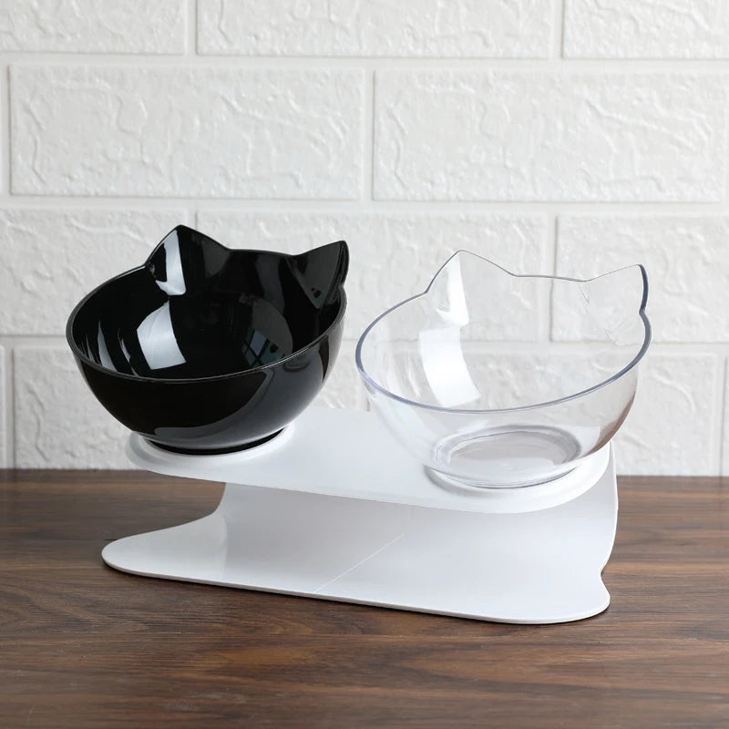 Elevated Non-Slip Double Cat Bowls with Raised Stand