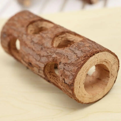 Hamster Natural Wooden Tunnels Tubes Bite-resistant Hideout Tunnel