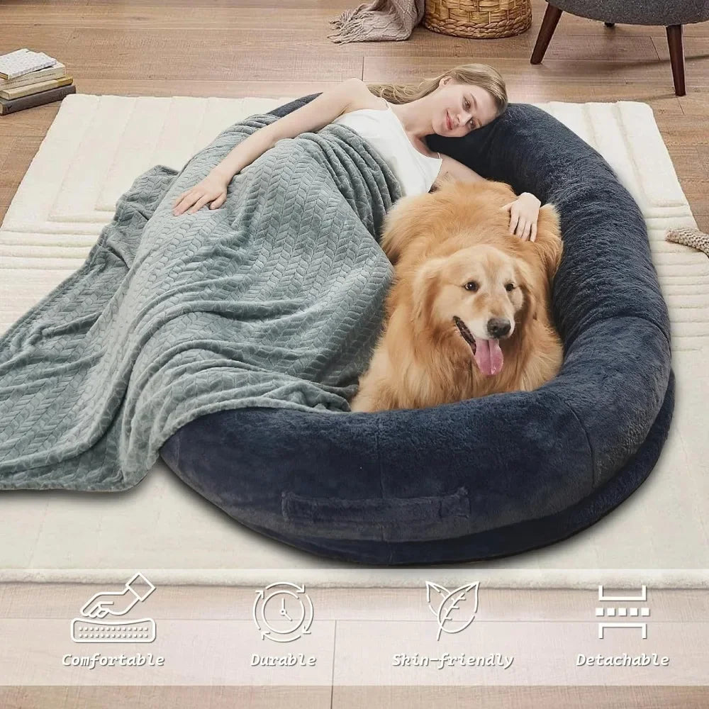 Washable Faux Fur Animal Products Removable Memory Foam Giant Bean Bag Bed Pet Bed