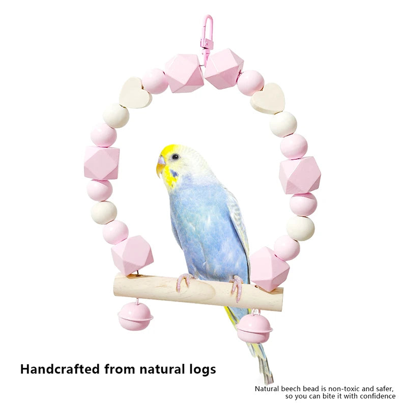 1/2Pcs Durable Bird Swings Parrots Wooden Perch Swing Toy Bright Colors Parrot Hung Toy