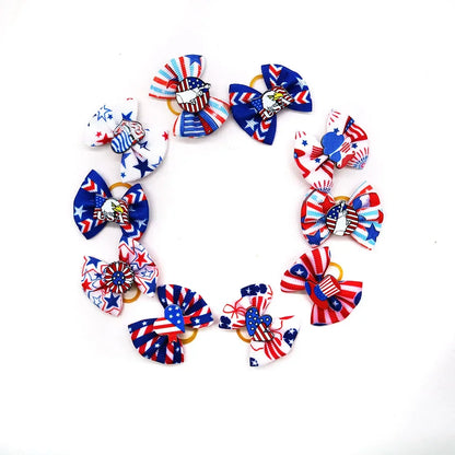 50pcs Pet Dog Hair Bows for Independence Day Small Dog