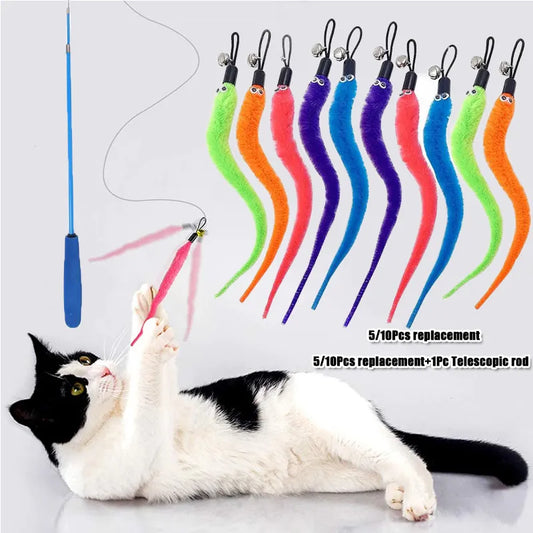 Plush Cat Toy Accessories Worms Cat Stick Pet Toys