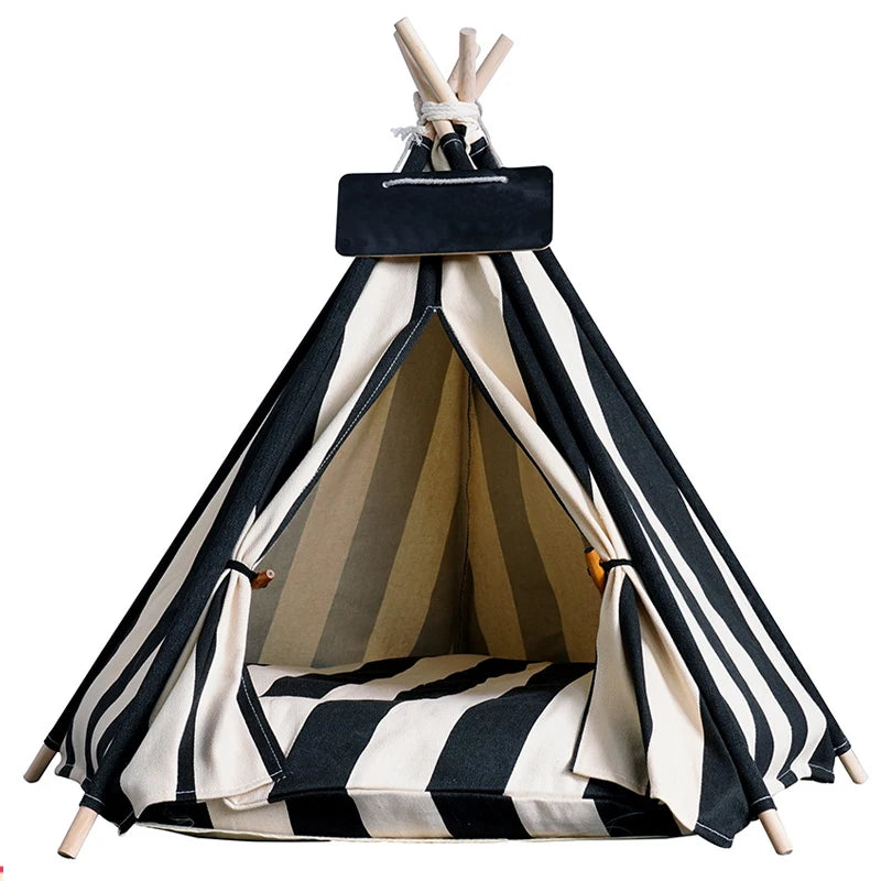 Washable Teepee Puppy And Cat Indoor Outdoor Kennels Cave with Cushion and Blackboard