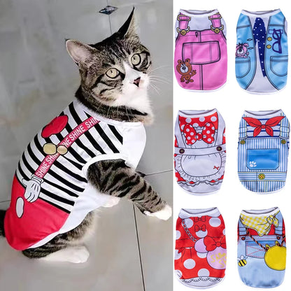 Sweet Print Sphynx Cat Clothes for Summer Pet Vest for Cats