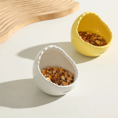 Ceramic Feeder for Birds Egg Shell Bowl Parrot Bowl Bird Feeder