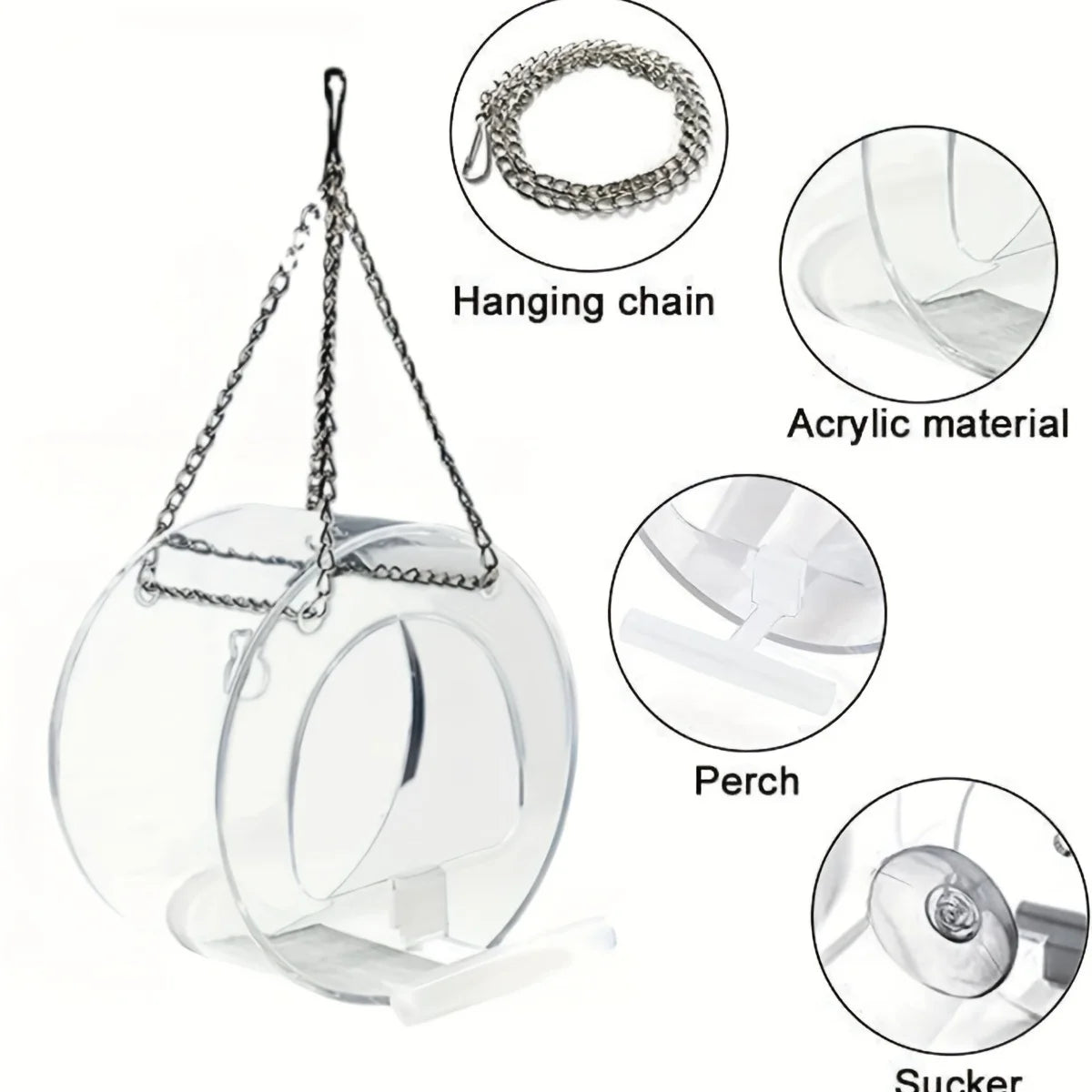 Round Acrylic Bird Feeder Courtyard Hanging And Bird Feeder