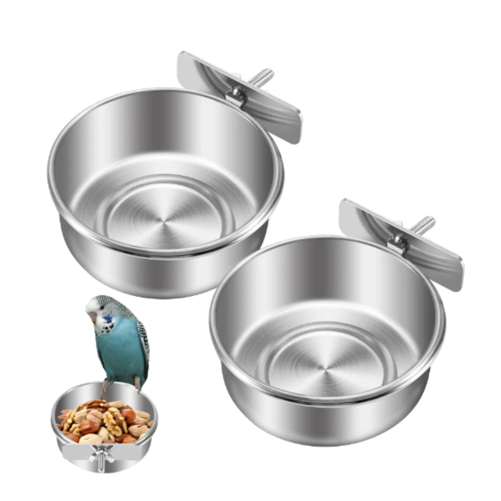 5pcs/set Pet Hanging Bowl Parrot Stainless Steel Fruit Fork Feeder