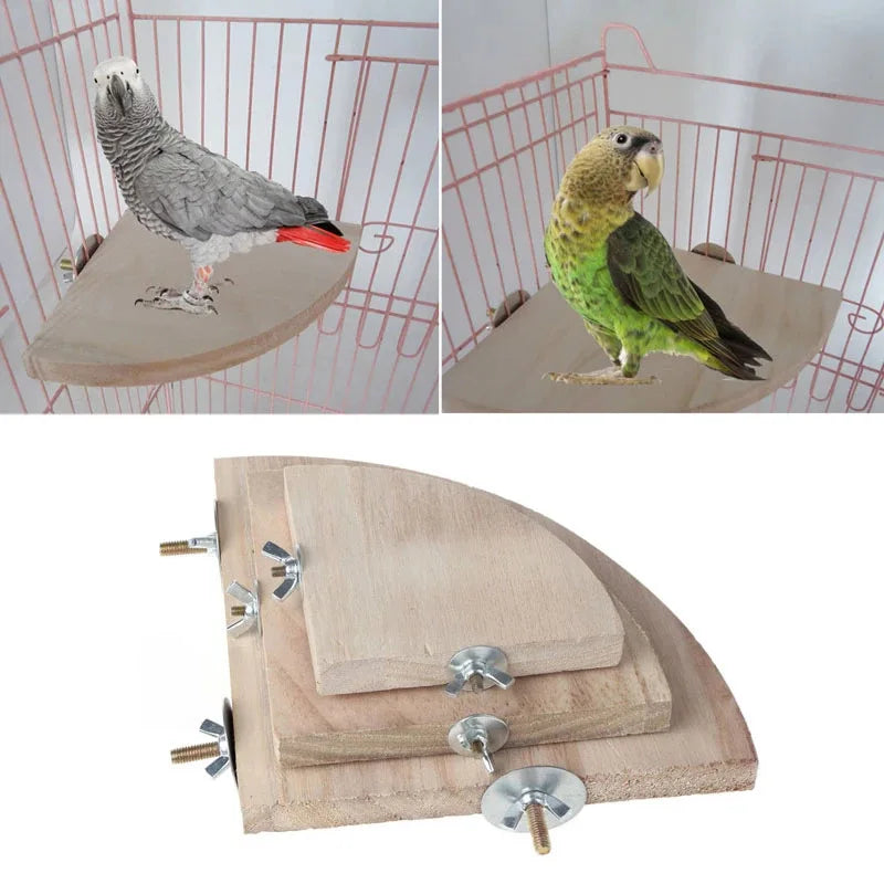 Fan-shaped Bird Parrot Wooden Stand Rack