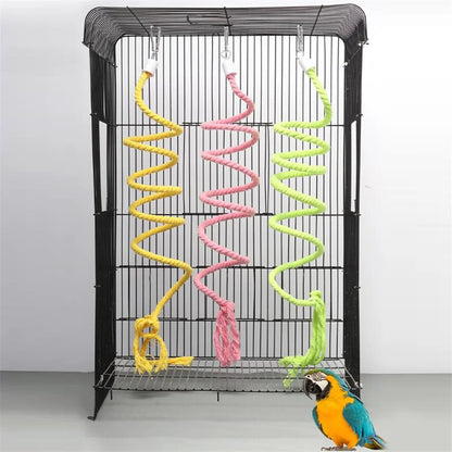 1PC Bird Toy Spiral Cotton Rope Chewing Bar Parrot Swing Climbing Standing Toys