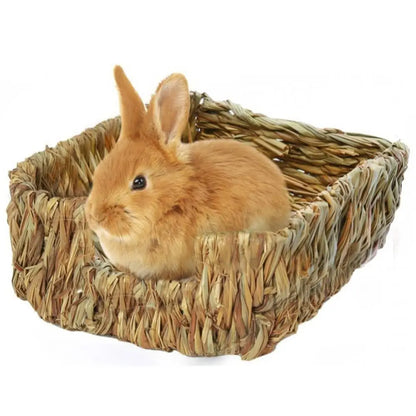 HOT SALES!!! Woven Grass Small Pet Rabbit Guinea Pig Cage Nest House Chew Toy Bed