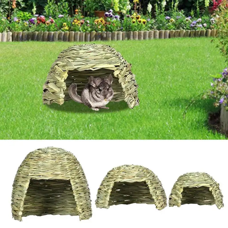 Grass House for Rabbits Folding Beds Small Animal Play Hideaway Bed