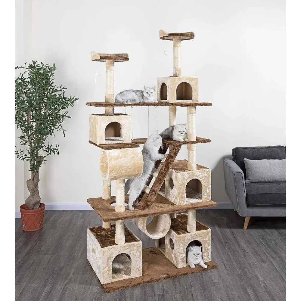 Huge 87" Tall Cat Tree House Climber Furniture with Swing