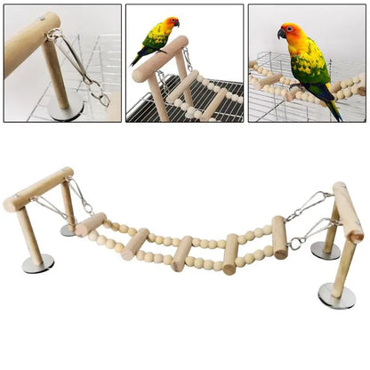 Wooden Bird Perches Stand Toys Parrot Swing Climbing Ladder