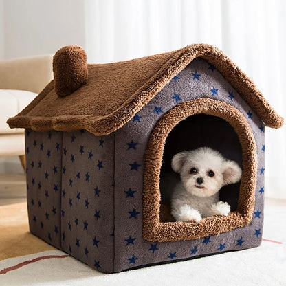 Cat/Dog Bed Sleep House Warm Cave Kennel & Removable Cushion Pad Soft Indoor Enclosed Tent Huts