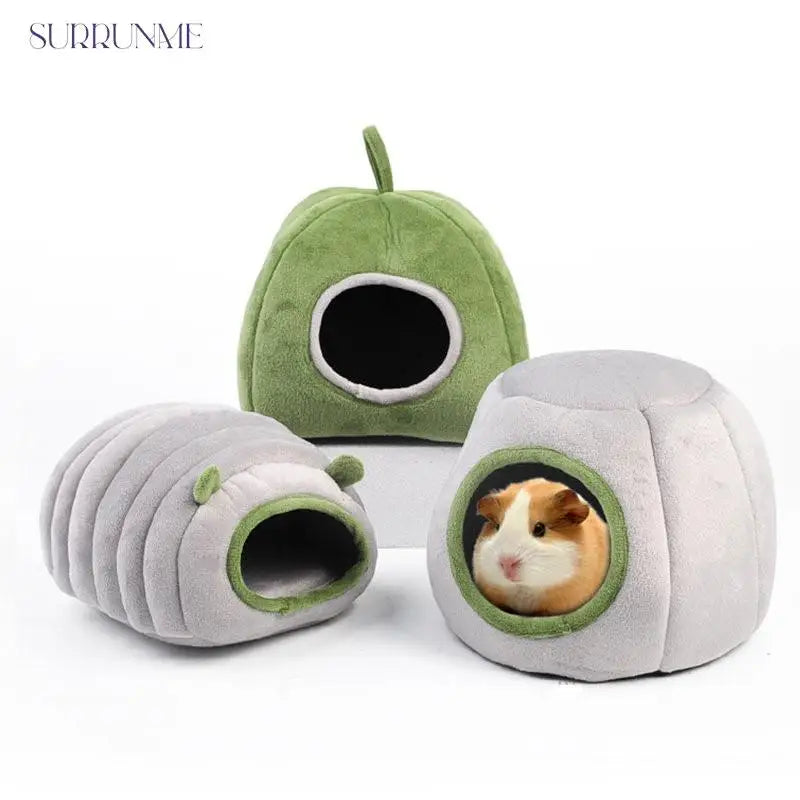 Surrunme Pet Cave Hamster Bed Super Warm Guinea Pig Cage House Cozy Hideout for Mini Hedgehog