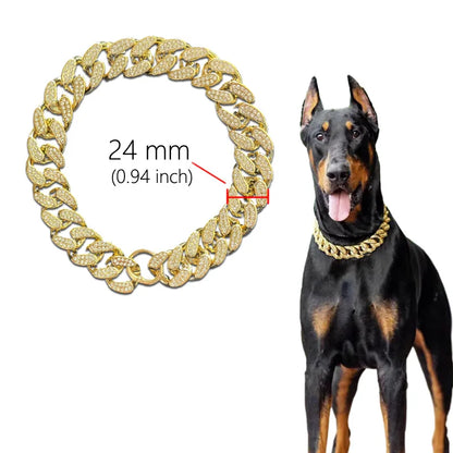 ABS Plastic Dog Collar Chain Diamond Inlay Sparkle Bulldog Necklace