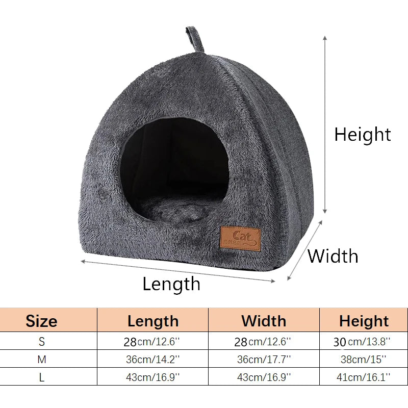 Cat Bed Warm Thicken Pet House Half Closed Soft Comfort Kitten And Puppy Nest