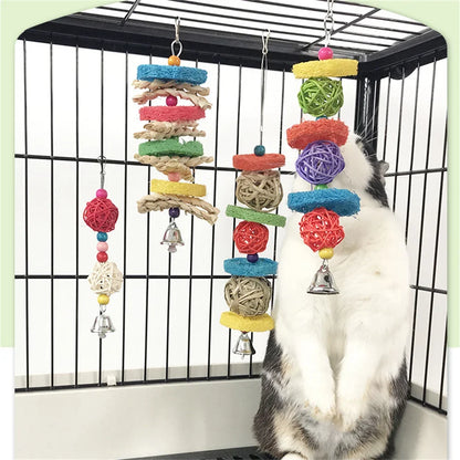 Rabbit Hamster Chewing Toy Hanging Bells