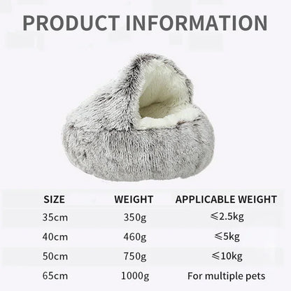 Cozy Winter Cat Bed - Plush Round Cushion for Cats and Small Dogs