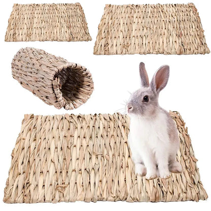 Straw Woven Pet Chew Mat Pad Pet House Cage Accessories For Rabbit