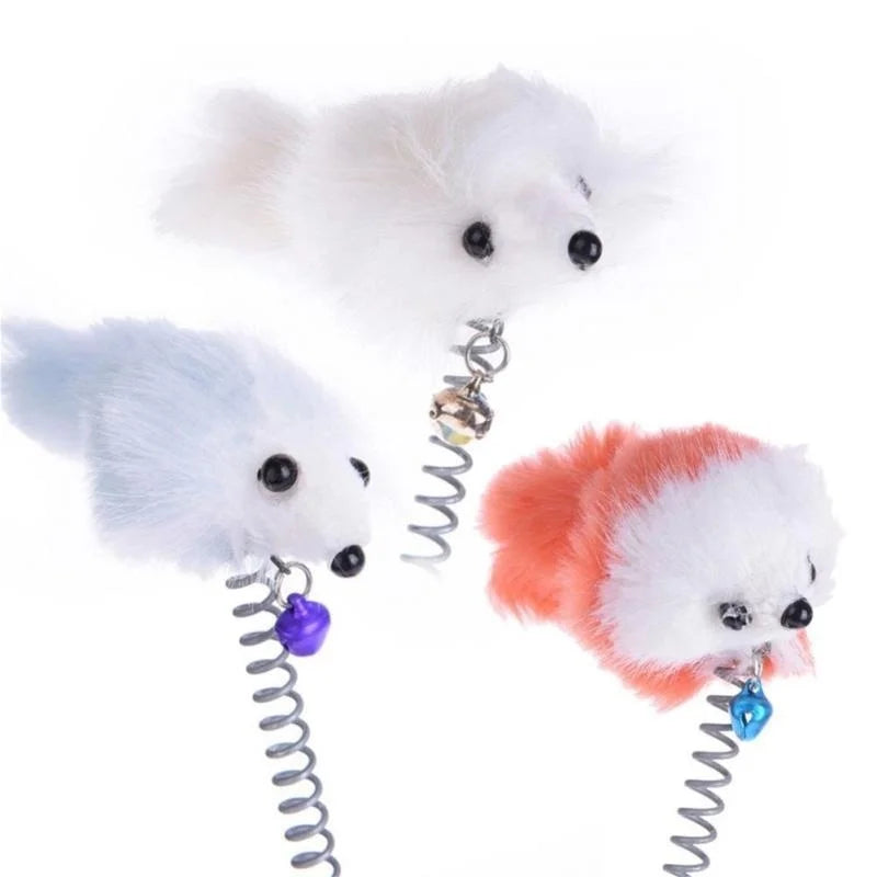 Cartoon Pet Cat Toy Stick Feather Rod Mouse Toy with Mini Bell Cat Catcher Teaser Interactive Cat Toy