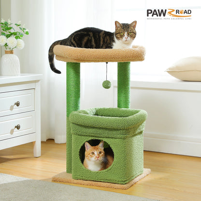 Small Cat Tree Condo with Hanging Ball Tower and Sisal Scratching Post