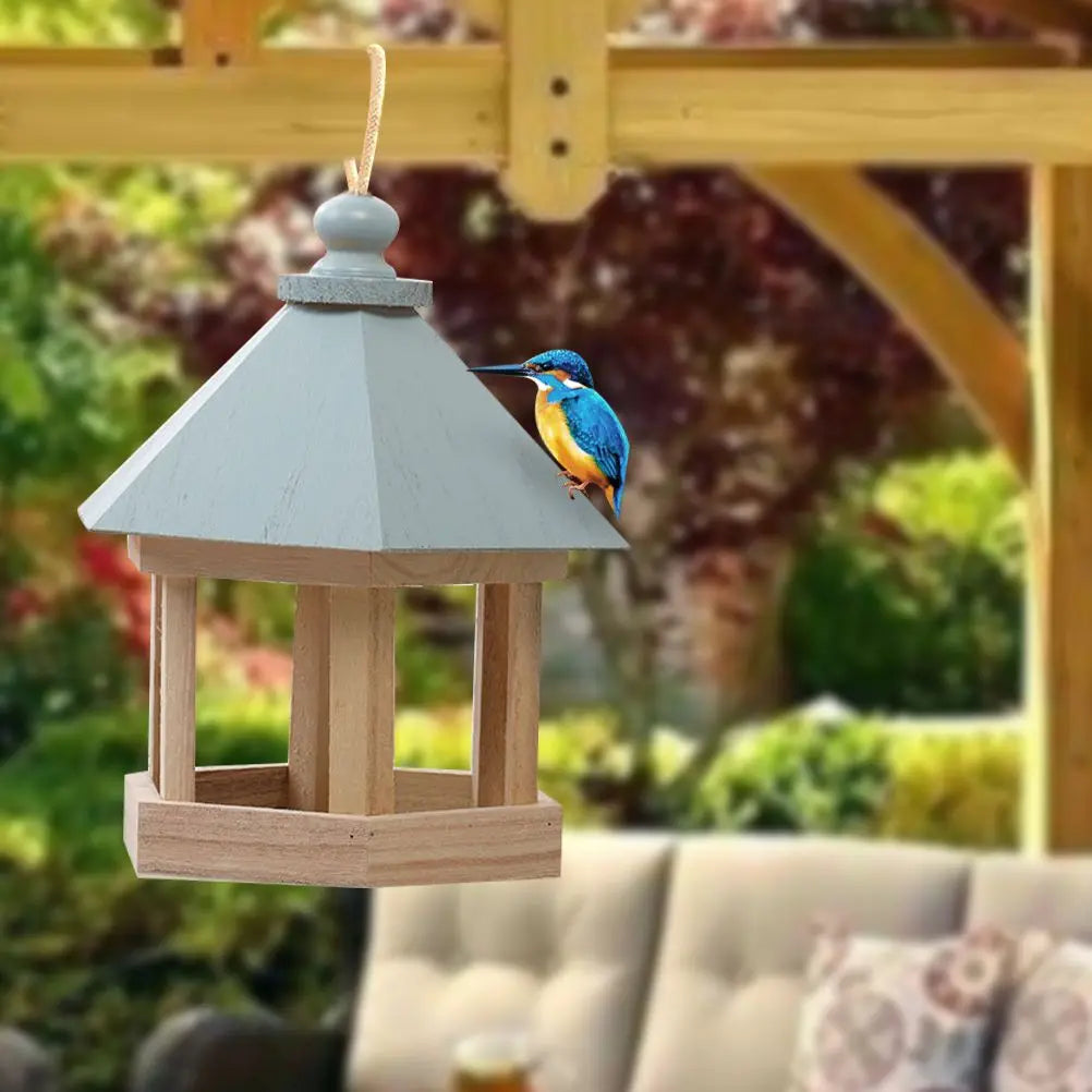 Wooden House Bird Feeder