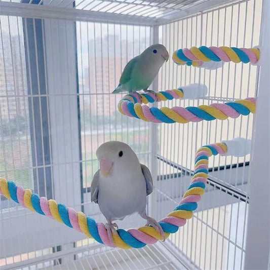 Parrot Bird Standing Toys Cotton Rope Colorful Toy Chew Perches For Bird Swing Harness Cage Pet Toy Parrot Climbing Toys