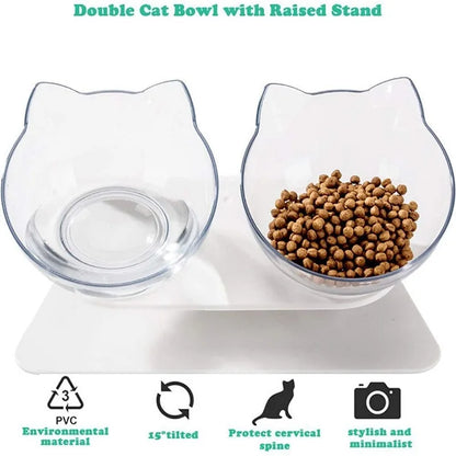 Elevated Non-Slip Double Cat Bowls with Raised Stand