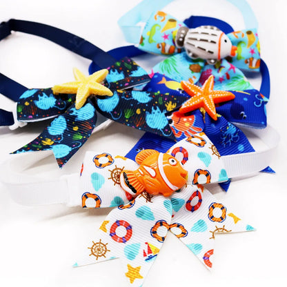 10PCS Pet Collar Beach Party Dog Bow Tie Puppy Collar Adjustable Necktie