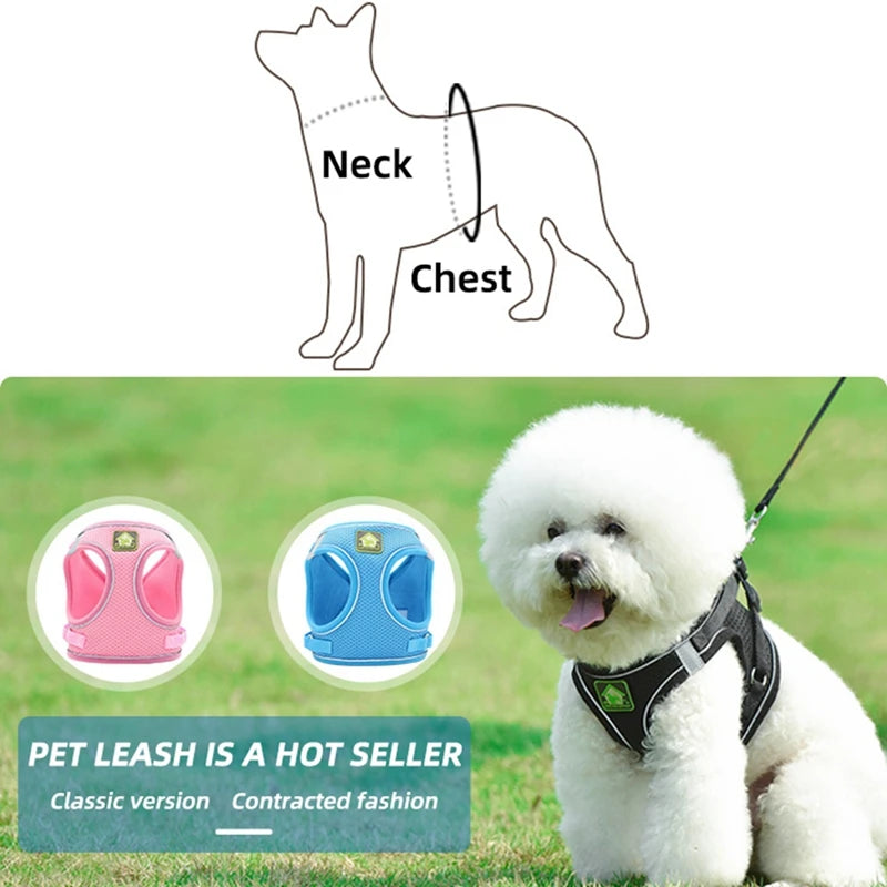 Reflective Puppy Cat Harness Vest With Walking Leash Adjustable Harness