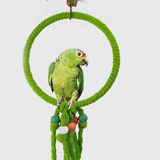 Pet Bird Perch Stand Cotton Rope Bite Swing