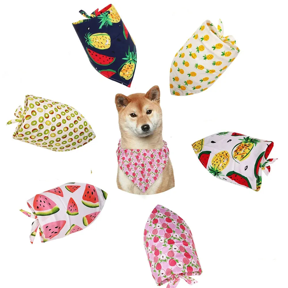 10PCS dog Fruit Print Bib Summer Pet Accessories Washable Scarf