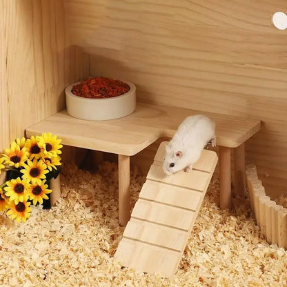 Wooden Ladder Platform for Hamsters and Small Pets