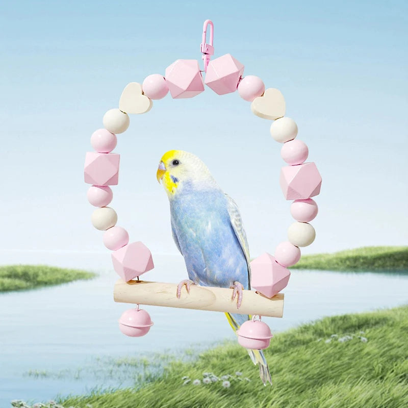 1/2Pcs Durable Bird Swings Parrots Wooden Perch Swing Toy