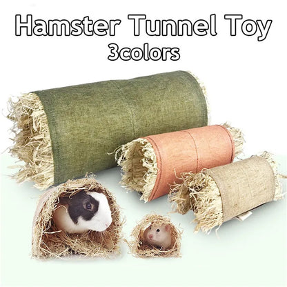 Hamster Hideaway tunnel Toy with Grass Tunnel Hamster Accessories for Guineapig Chinchilla