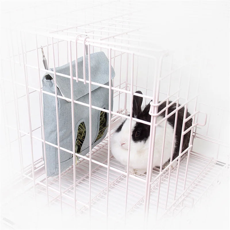 Hanging Pouch Feeder Hay Bag Holder Feeding Dispenser Container For Rabbit