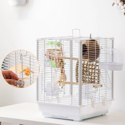 Metal Restraint Bird Cage Glass Plastic Luxury Indoor Bird Cage