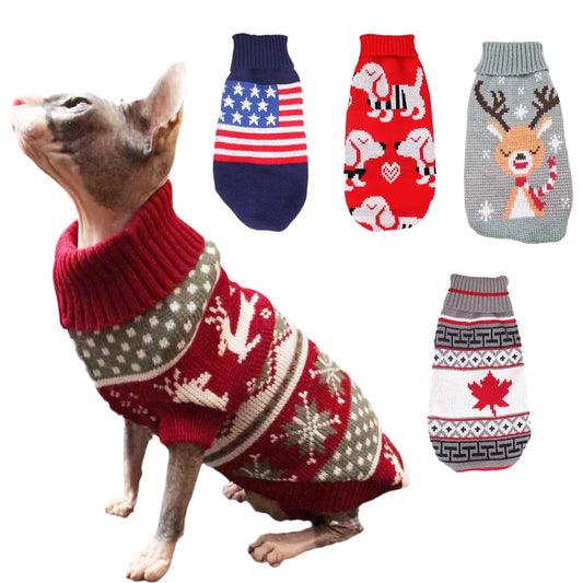 Popular Elk Print Cat/Puppy Sweater for Autumn and Winter