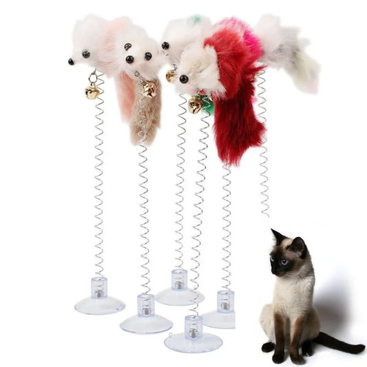 Cartoon Pet Cat Toy Stick Feather Rod Mouse Toy with Mini Bell Cat Catcher Teaser Interactive Cat Toy