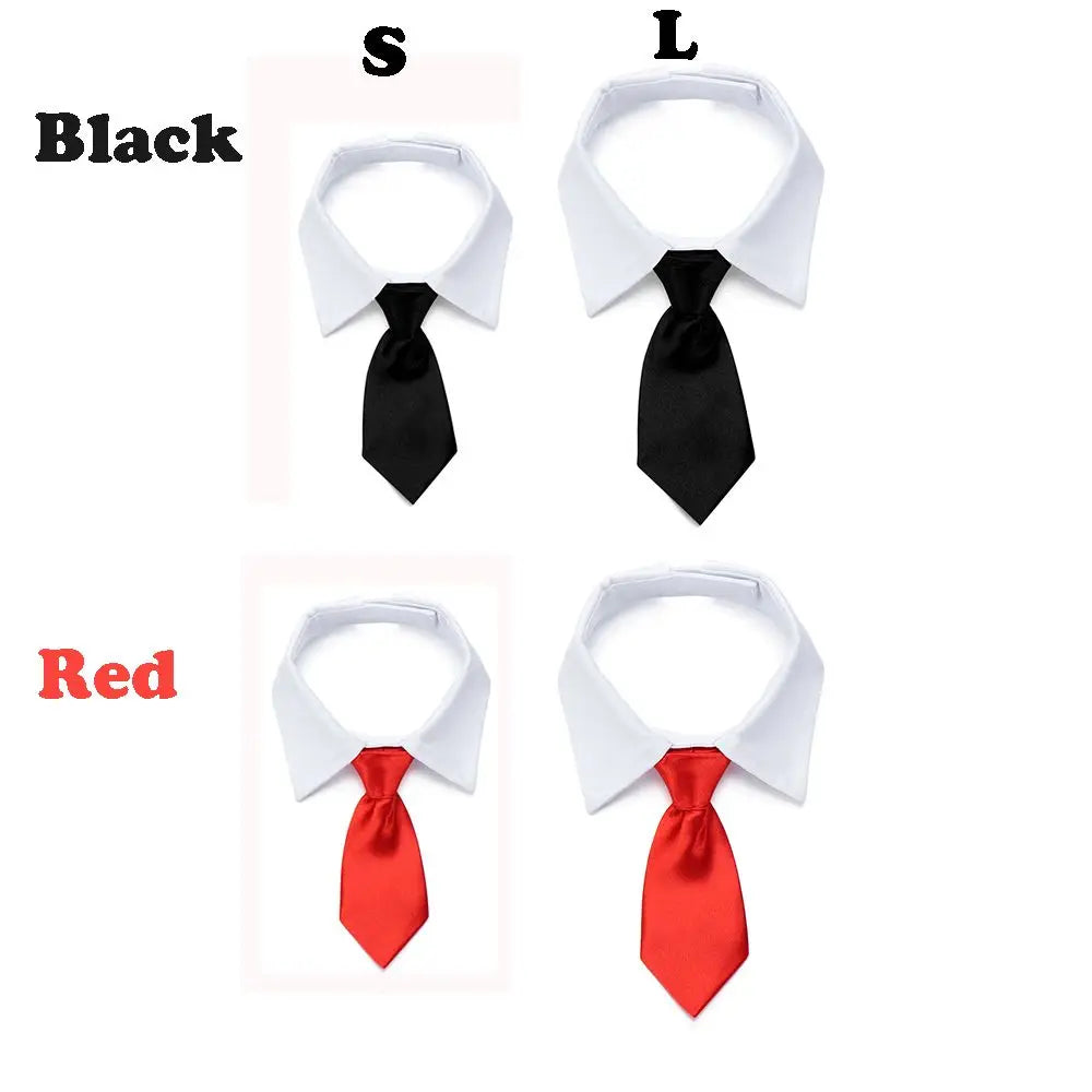 Pet Dog Formal Necktie Tuxedo Bow Tie Black and Red Collar