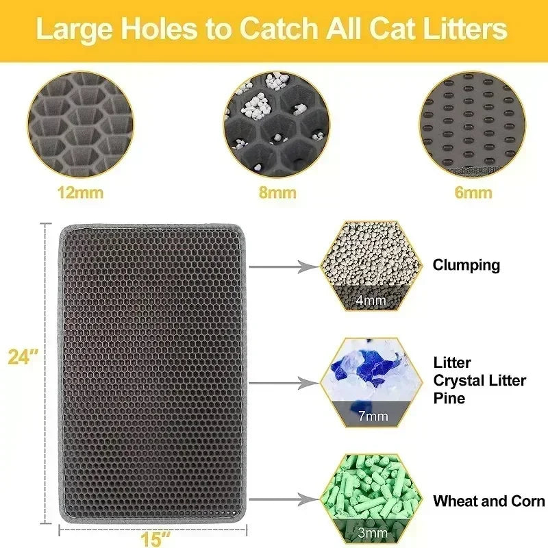 Double-layer  Non-slip big Cat Litter Mat Pet Litter Box Filter