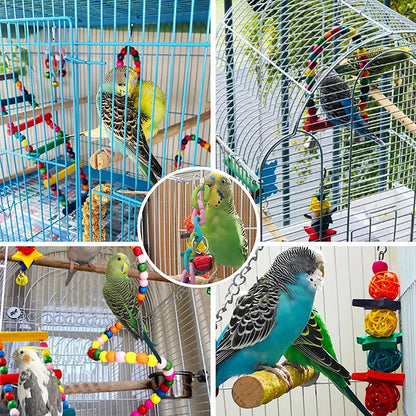 7pcs Pack Wood Parrot Toys Bird Cage Toy