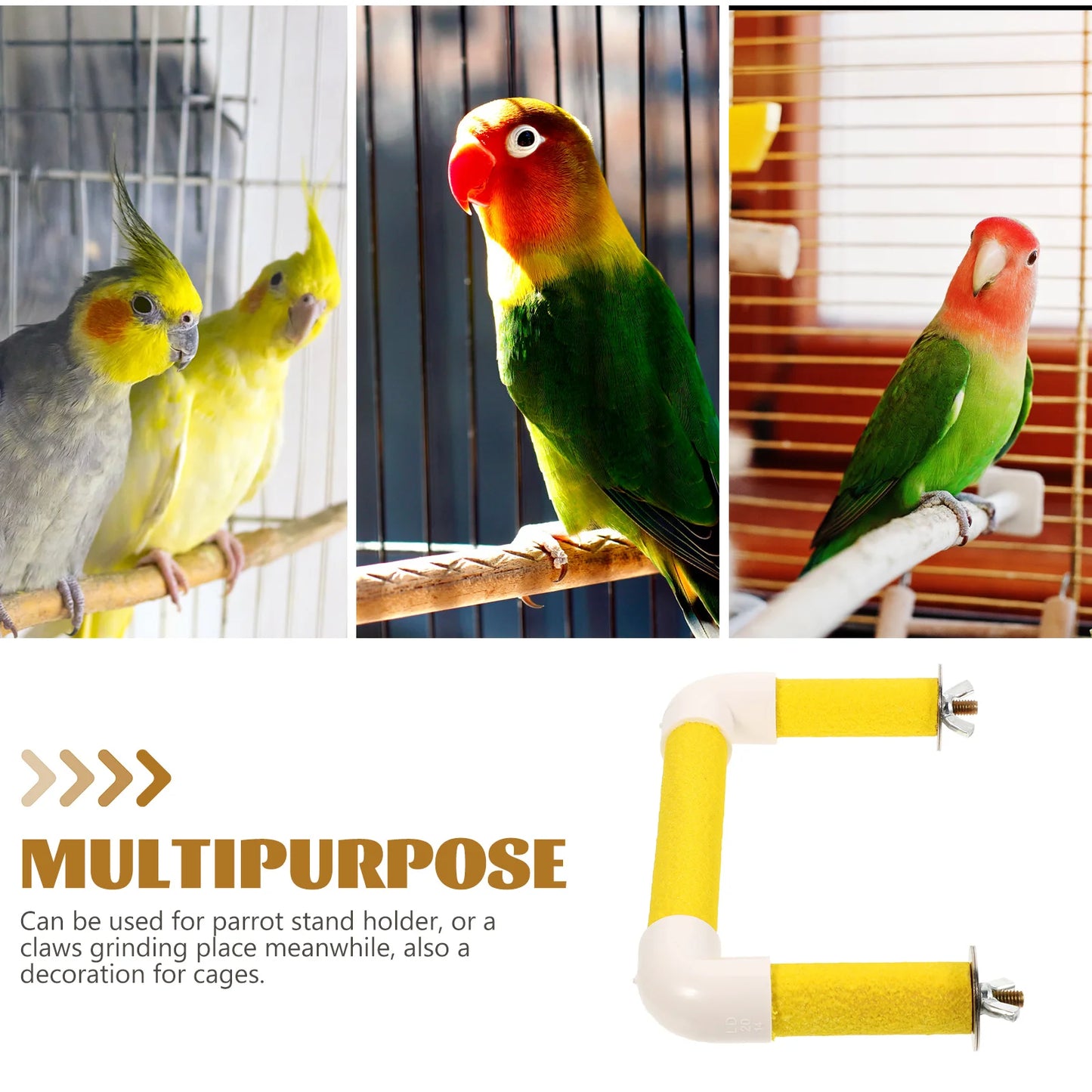 U-shaped Parrot Perch Small Bird Toy Funny Teething Stick Plaything Pvc Standing Rod Fishing