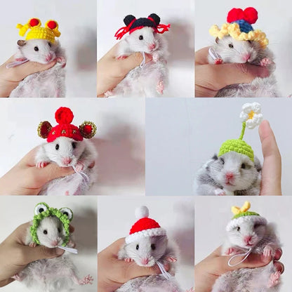 Cute Handmade Knitted Hat Hamster Decoration Chipmunk Guinea Pig Hamster Accessories Hamster Toy Hamster Supplies Small Pet Hat