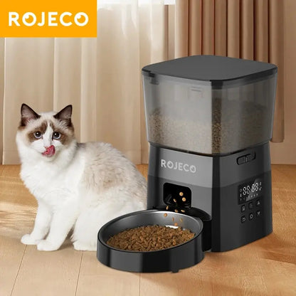 ROJECO Automatic Pet Feeder Button Version Auto Food Dispenser Accessories Smart Control Pet Feeder For Cats Dog Dry Food