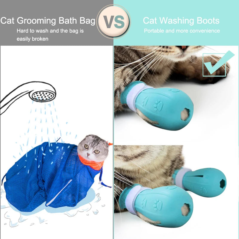 Cat Claw Protector Boots - Adjustable Anti-Scratch Pet Bath Shoes