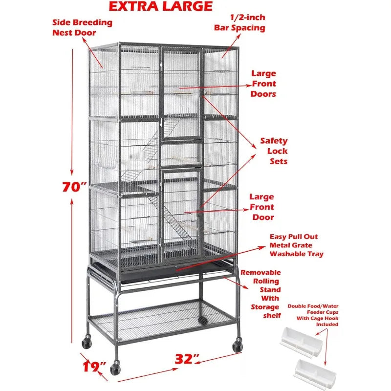 70" Extra Large Bird Parrot Flight Cage